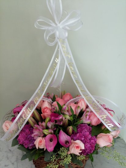 All Pink Sympathy Basket - Click Image to Close