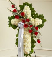 Red and White Sympathy Standing Cross Red and White Sympathy Standing Cross