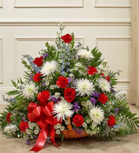 Red, White and Blue Sympathy Fireside Basket