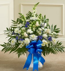 Blue & White Sympathy Floor Basket  Blue & White Sympathy Floor Basket