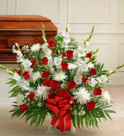 Red and White Sympathy Floor Basket Red and White Sympathy Floor Basket