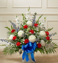 Red, white and Blue Sympathy Floor Basket Red, white and Blue Sympathy Floor Basket