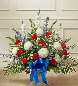 Red, white and Blue Sympathy Floor Basket