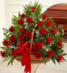 Red Rose Sympathy Fireside Basket Red Rose Sympathy Fireside Basket
