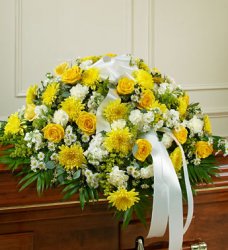 Yellow Sympathy Half Casket Cover