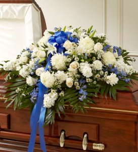 Blue and White Half Casket Cover