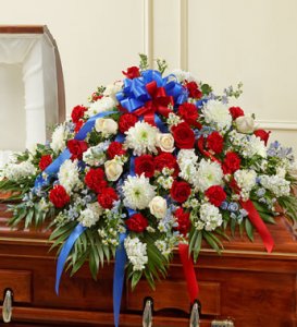 Red, White and Blue Sympathy Half Casket Cover
