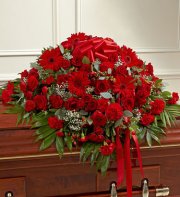 Red Sympathy Half Casket Cover Red Sympathy Half Casket Cover
