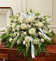 White Sympathy Half Casket Cover White Sympathy Half Casket Cover