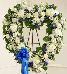 Blue and White Floral Heart Tribute  Blue and White Floral Heart Tribute