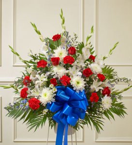 Red, White and Blue Sympathy Standing Basket