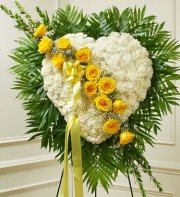 Yellow Sympathy Heart Standing Spray Yellow Sympathy Heart Standing Spray