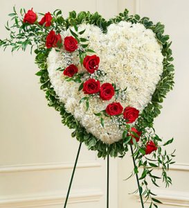 Red and White Sympathy Floral Standing Heart Red and White Sympathy Floral Standing Heart