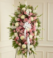Pink And White Sympathy Standing Spray Pink And White Sympathy Standing Spray