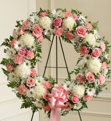 Pink And White Standing Wreath Pink And White Standing Wreath