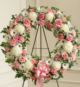 Pink And White Standing Wreath  Pink And White Standing Wreath