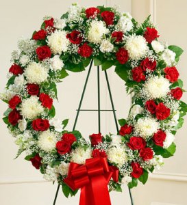 Red And White Standing Wreath  Red And White Standing Wreath