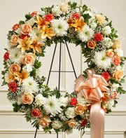 Peach,Orange And White Standing Wreath Peach,Orange And White Standing Wreath