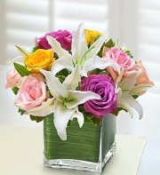 Modern Embrace Pastel Rose and Lily Cube Modern Embrace Pastel Rose and Lily Cube