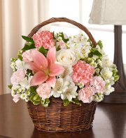 Pink & White Blessings Basket Pink & White Blessings Basket