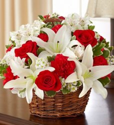 Red and White Sympathy Basket Red and White Sympathy Basket