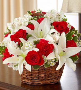 Red and White Sympathy Basket Red and White Sympathy Basket