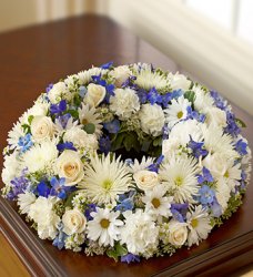 Blue and White Cremation Wreath  Blue and White Cremation Wreath