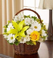 Yellow & White Blessings Basket Yellow & White Blessings Basket