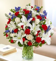 Red, White and Blue Sincerest Sorrow Arrangement Red, White and Blue Sincerest Sorrow Arrangement
