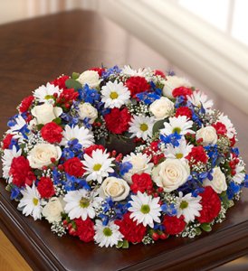Red, White and Blue Cremation Wreath