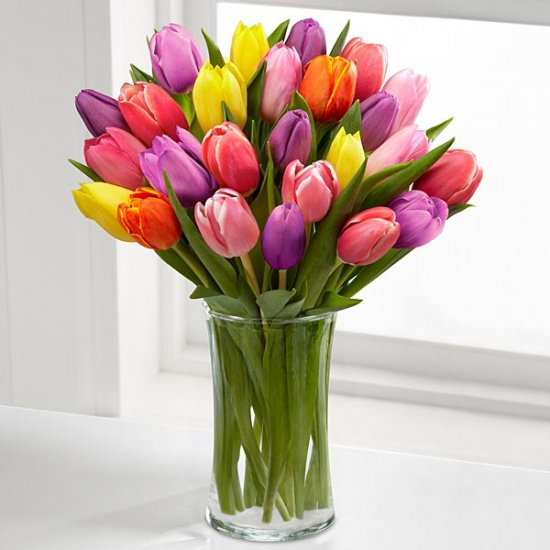 Rush of Color Assorted Tulip Bouquet - 20 assorted Tulips - Click Image to Close