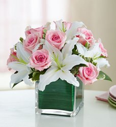 Pink Roses and Lilies Cube Bouquet Pink Roses and Lilies Cube Bouquet