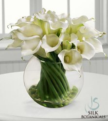 Calla Lilies in Glass Bubble Bowl Vase  Calla Lilies in Glass Bubble Bowl Vase