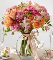 Peach Silk Fresh Arrangement Peach Silk Fresh Arrangement
