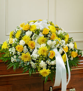 Yellow Sympathy Half Casket Cover