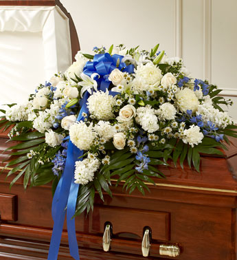 Blue and White Half Casket Cover