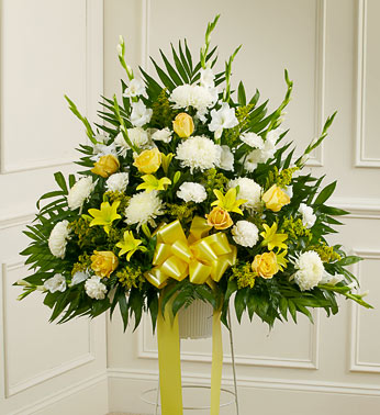 Yellow Sympathy Standing Basket - Click Image to Close