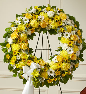 Yellow Sympathy Standing Wreath